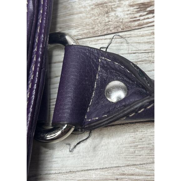 Tignanello Purple Leather Purse Handbag Shoulder Bag - Picture 13 of 16